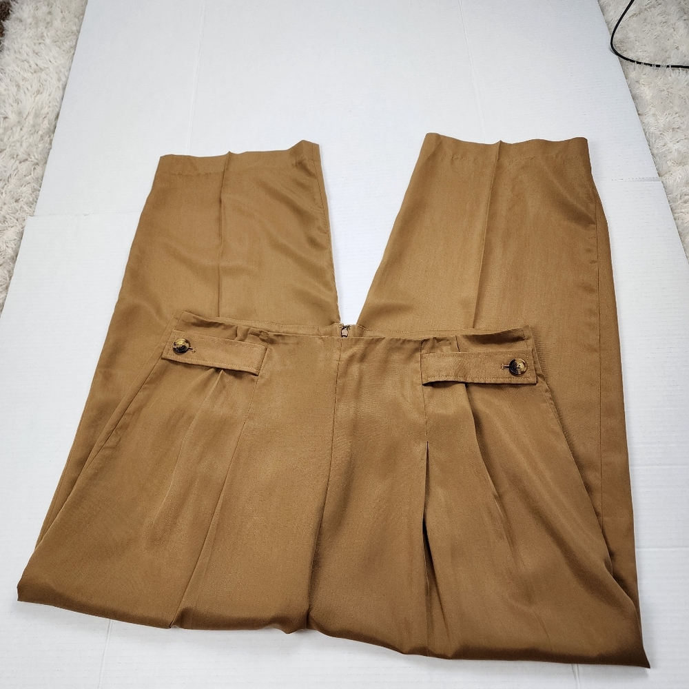 Banana Republic Wide Leg Pants Pleated Trouser Tan Tencel Lyocell Size 18 - Picture 12 of 12
